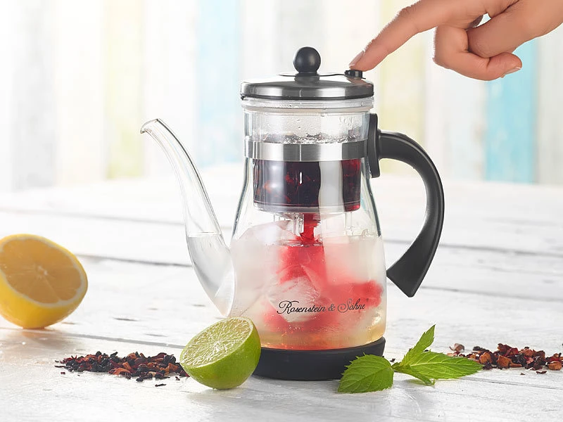 Rosenstein & Söhne Eisteemaschine:Eistee- & Tee-Bereiter-Kanne Mit Komfort-Brühfunktion, 850ml 4 Rosenstein & Söhne Eisteemaschine:Eistee- & Tee-Bereiter-Kanne Mit Komfort-Brühfunktion, 850ml – Bild 2