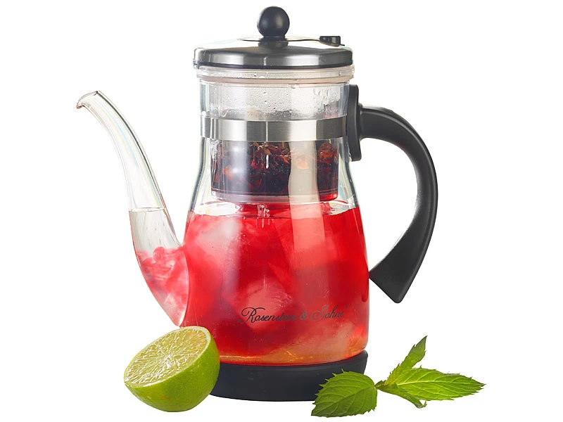 Rosenstein & Söhne Eisteemaschine:Eistee- & Tee-Bereiter-Kanne Mit Komfort-Brühfunktion, 850ml 3 Rosenstein & Söhne Eisteemaschine:Eistee- & Tee-Bereiter-Kanne Mit Komfort-Brühfunktion, 850ml