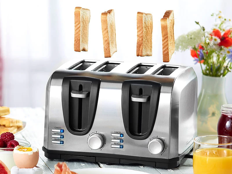 Rosenstein & Söhne Edelstahl-Toaster Für 4 Scheiben, 1300 W (Versandrückläufer) 4 Rosenstein & Söhne Edelstahl-Toaster Für 4 Scheiben, 1300 W (Versandrückläufer) – Bild 2