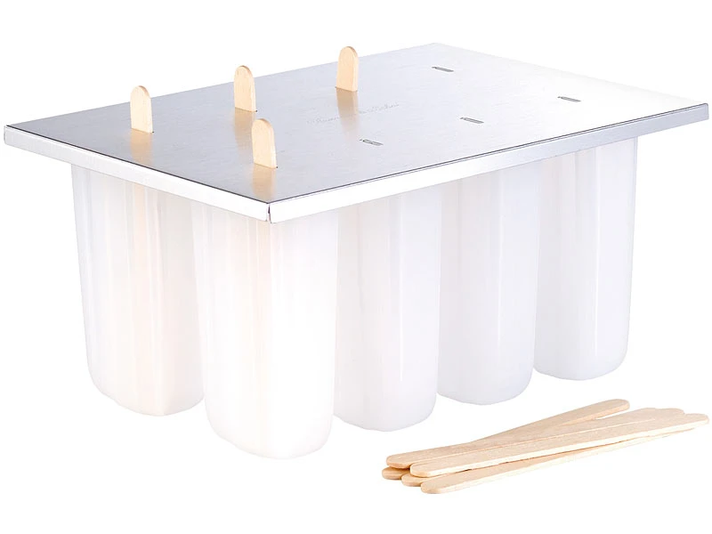 Rosenstein & Söhne Eis Am Stiel Formen:Eis-am-Stiel-Bereiter Mit 8 Eisformen Und Holzstielen 4 Rosenstein & Söhne Eis Am Stiel Formen:Eis-am-Stiel-Bereiter Mit 8 Eisformen Und Holzstielen – Bild 2