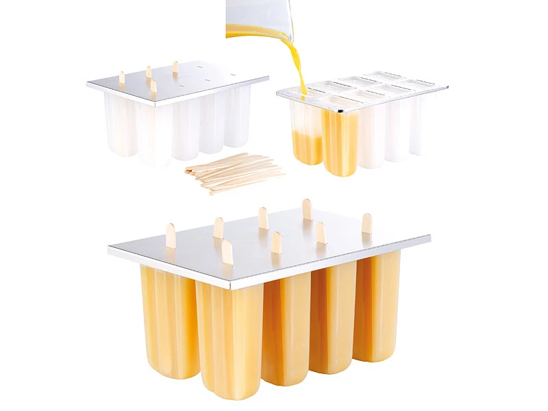 Rosenstein & Söhne Eis Am Stiel Formen:Eis-am-Stiel-Bereiter Mit 8 Eisformen Und Holzstielen 5 Rosenstein & Söhne Eis Am Stiel Formen:Eis-am-Stiel-Bereiter Mit 8 Eisformen Und Holzstielen – Bild 3