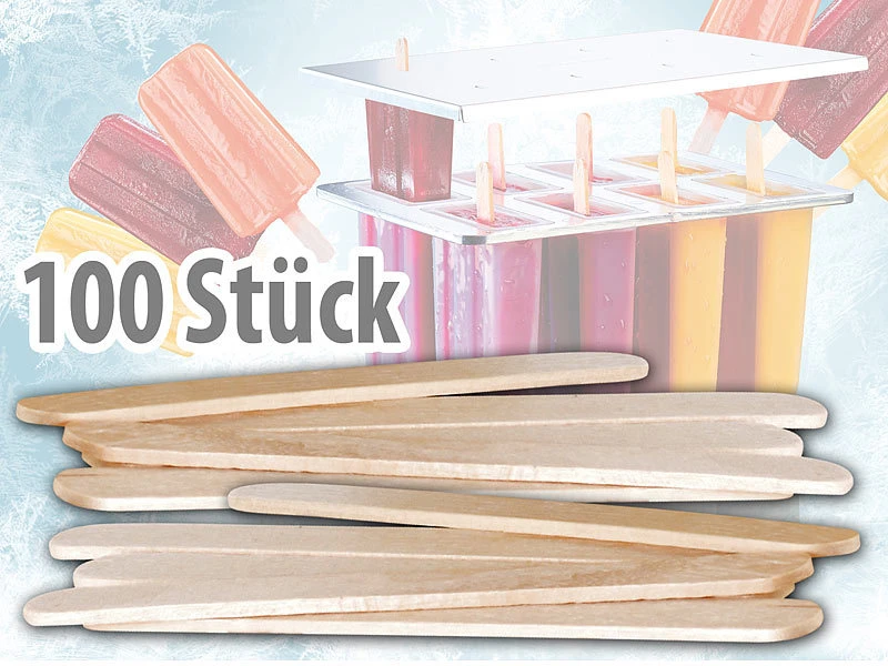 Rosenstein & Söhne Eisstiele:100er-Pack Holzstiele Für Selbstgemachtes Eis Am Stiel 5 Rosenstein & Söhne Eisstiele:100er-Pack Holzstiele Für Selbstgemachtes Eis Am Stiel – Bild 3