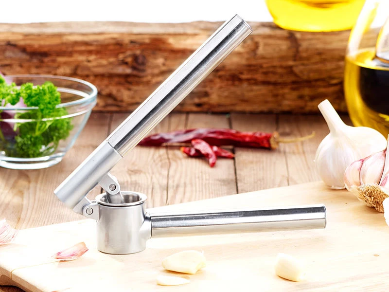 Rosenstein & Söhne Knoblauch Presser:2er-Set Knoblauchpressen Aus Edelstahl 6 Rosenstein & Söhne Knoblauch Presser:2er-Set Knoblauchpressen Aus Edelstahl – Bild 4
