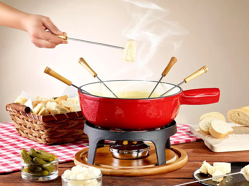 Rosenstein & Söhne Fondue:Käsefondue-Set Aus Emailliertem Gusseisen, Ø24 Cm 4 Rosenstein & Söhne Fondue:Käsefondue-Set Aus Emailliertem Gusseisen, Ø24 Cm – Bild 2