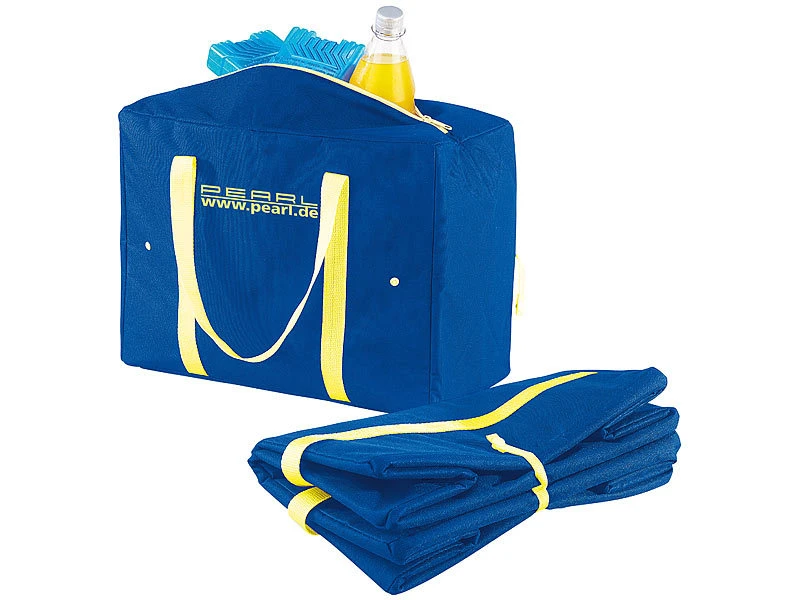 PEARL Flaschentasche:2er-Set Zusammenfaltbare Nylon-Kühltaschen, 21 Liter, EPE-isoliert 5 PEARL Flaschentasche:2er-Set Zusammenfaltbare Nylon-Kühltaschen, 21 Liter, EPE-isoliert – Bild 3