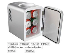 Rosenstein & Söhne Mini Kühlschrank Auto:Mobiler Mini-Kühlschrank Mit Wärmefunktion, 4 Liter, 12 & 230 V