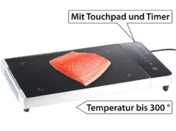 Rosenstein & Söhne Ceran Grill:Tisch-Glasgrill Mit Touchpad Und Timer, 800 W, Bis 300 °C