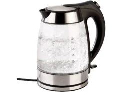 Rosenstein & Söhne Wasserkocher Glas:Wasserkocher, Temperaturabhängige LED-Beleuchtung, 1,7 Liter, 2200 W