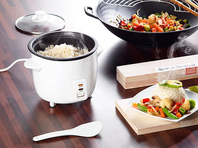 Rosenstein & Söhne Multikocher:Reiskocher Mit Dampfgar-Einsatz & Warmhaltefunktion, 1 L, 400 Watt 4 Rosenstein & Söhne Multikocher:Reiskocher Mit Dampfgar-Einsatz & Warmhaltefunktion, 1 L, 400 Watt – Bild 2