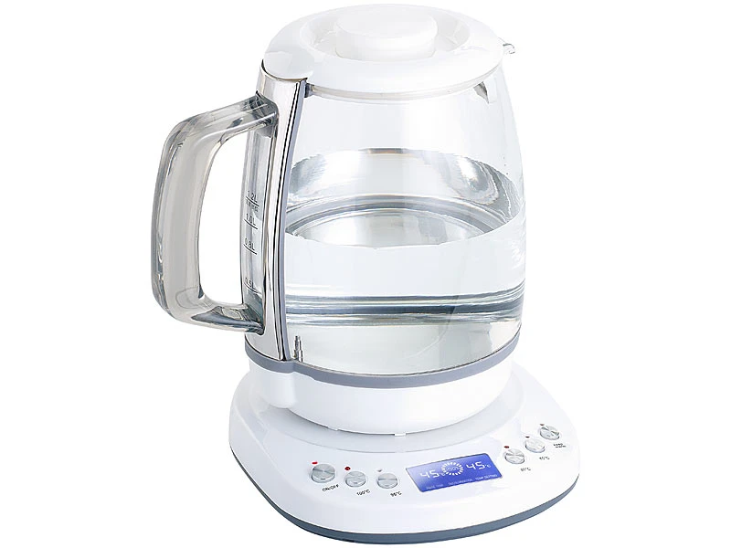Rosenstein & Söhne Design-Wasserkocher:Glas-Wasserkocher Mit Warmhaltefunktion, 4 Temperaturen, 1,2 L, 1200 W 6 Rosenstein & Söhne Design-Wasserkocher:Glas-Wasserkocher Mit Warmhaltefunktion, 4 Temperaturen, 1,2 L, 1200 W – Bild 4
