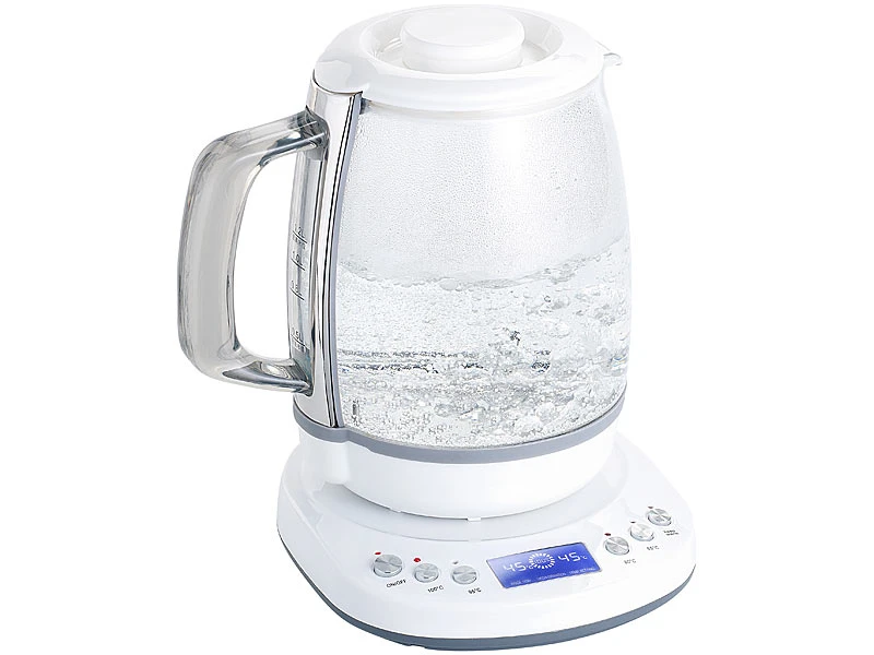 Rosenstein & Söhne Design-Wasserkocher:Glas-Wasserkocher Mit Warmhaltefunktion, 4 Temperaturen, 1,2 L, 1200 W 3 Rosenstein & Söhne Design-Wasserkocher:Glas-Wasserkocher Mit Warmhaltefunktion, 4 Temperaturen, 1,2 L, 1200 W