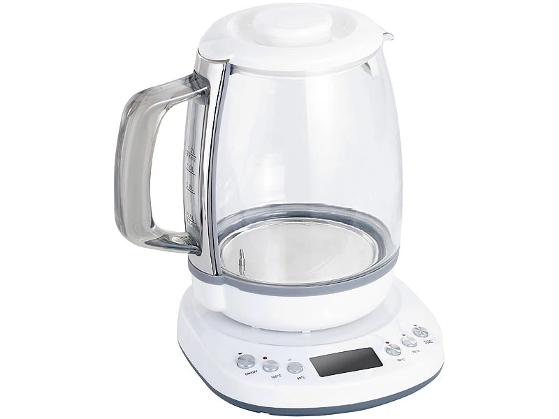 Rosenstein & Söhne Design-Wasserkocher:Glas-Wasserkocher Mit Warmhaltefunktion, 4 Temperaturen, 1,2 L, 1200 W 4 Rosenstein & Söhne Design-Wasserkocher:Glas-Wasserkocher Mit Warmhaltefunktion, 4 Temperaturen, 1,2 L, 1200 W – Bild 2