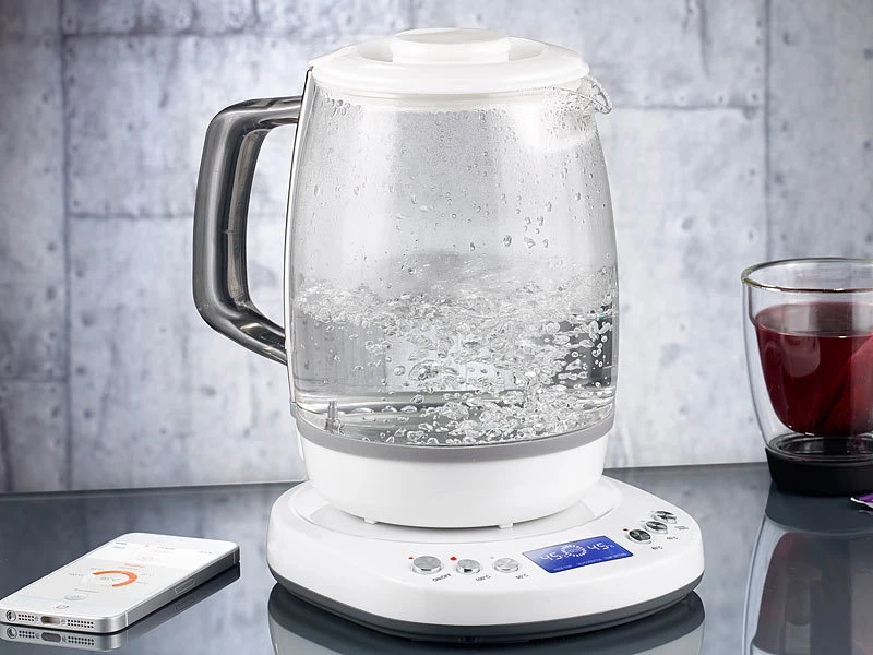 Rosenstein & Söhne Design-Wasserkocher:Glas-Wasserkocher Mit Warmhaltefunktion, 4 Temperaturen, 1,2 L, 1200 W 5 Rosenstein & Söhne Design-Wasserkocher:Glas-Wasserkocher Mit Warmhaltefunktion, 4 Temperaturen, 1,2 L, 1200 W – Bild 3
