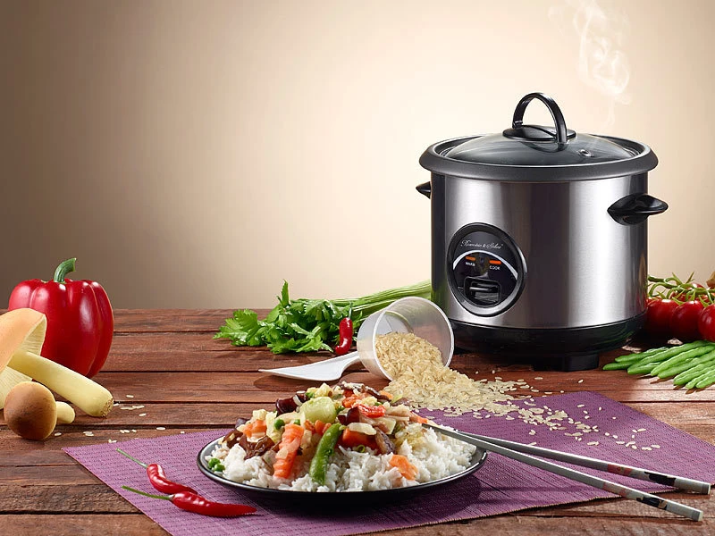 Rosenstein & Söhne Rice Kocher:Edelstahl-Reiskocher Mit Automatischer Warmhalte-Funktion, 0,6 Liter 3 Rosenstein & Söhne Rice Kocher:Edelstahl-Reiskocher Mit Automatischer Warmhalte-Funktion, 0,6 Liter – Bild 2