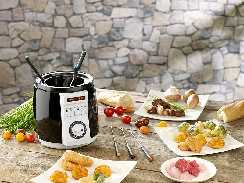 Rosenstein & Söhne Mini Friteuse:2er-Set Kompakte Tisch-Fritteusen Mit Fondue-Set, 0,9 Liter, 840 Watt 6 Rosenstein & Söhne Mini Friteuse:2er-Set Kompakte Tisch-Fritteusen Mit Fondue-Set, 0,9 Liter, 840 Watt – Bild 4