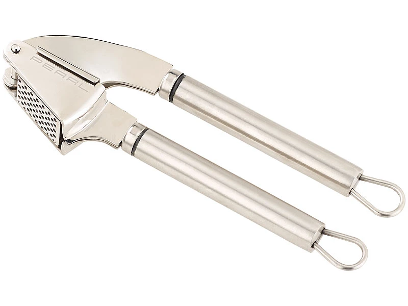 PEARL Knoblauchquetsche:2er-Set Massive XL-Edelstahl-Knoblauchpressen, Ausklappbare Loch-Siebe 9 PEARL Knoblauchquetsche:2er-Set Massive XL-Edelstahl-Knoblauchpressen, Ausklappbare Loch-Siebe – Bild 7