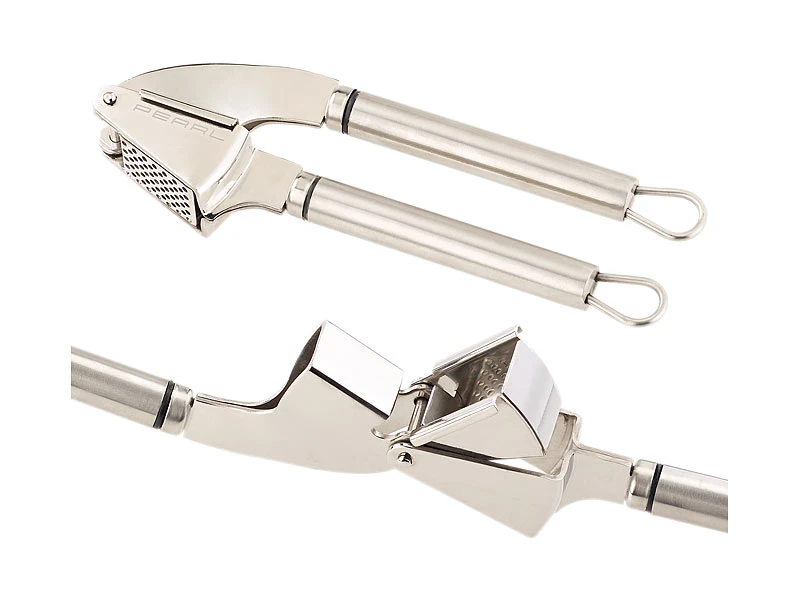 PEARL Knoblauchquetsche:2er-Set Massive XL-Edelstahl-Knoblauchpressen, Ausklappbare Loch-Siebe 11 PEARL Knoblauchquetsche:2er-Set Massive XL-Edelstahl-Knoblauchpressen, Ausklappbare Loch-Siebe – Bild 9