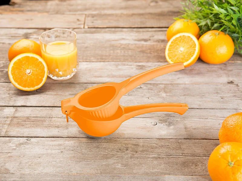 Rosenstein & Söhne Zitruspresse Hand:Manuelle Zitrus- & Saftpresse Aus Metall Für Orangen, Ø 8,5 Cm, Orange 6 Rosenstein & Söhne Zitruspresse Hand:Manuelle Zitrus- & Saftpresse Aus Metall Für Orangen, Ø 8,5 Cm, Orange – Bild 4