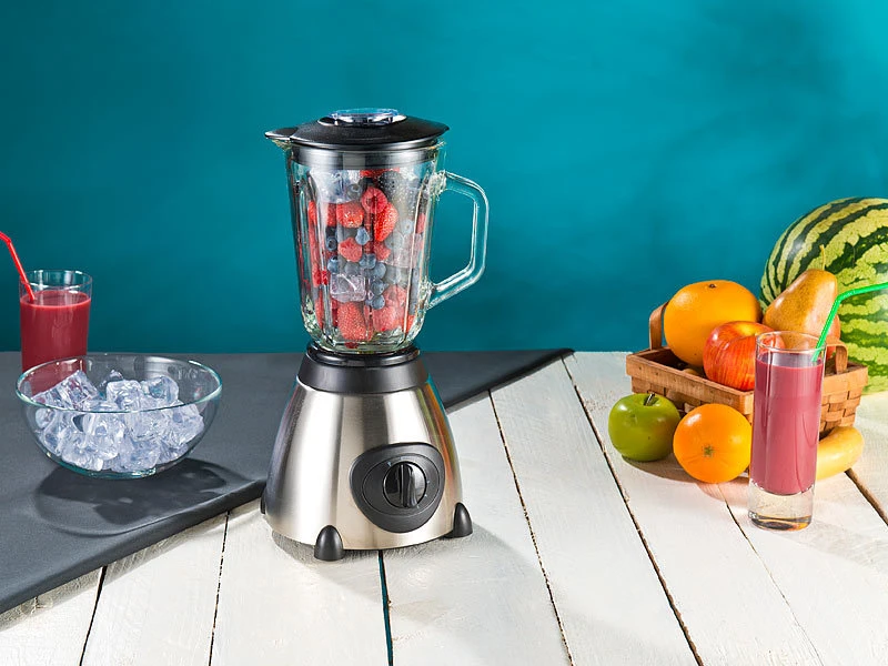 Rosenstein & Söhne Mixer:Glas-Standmixer, 6 Edelstahl Klingen, 6 Modi, 600W, 1,5 L, Profi Clean 9 Rosenstein & Söhne Mixer:Glas-Standmixer, 6 Edelstahl Klingen, 6 Modi, 600W, 1,5 L, Profi Clean – Bild 7