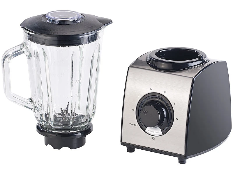 Rosenstein & Söhne Mixer Mit Glasbehälter:Glas-Standmixer, 6 Klingen, 7 Modi, Ice Crush, 600W, 1,5l, Profi-Clean 5 Rosenstein & Söhne Mixer Mit Glasbehälter:Glas-Standmixer, 6 Klingen, 7 Modi, Ice Crush, 600W, 1,5l, Profi-Clean – Bild 3