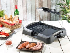 Rosenstein & Söhne Elektrogrill:XL-Tischgrill M. Glasdeckel, Keramik-beschichtete Grillplatte, 2.200 W -Rosenstein & Söhne Shop nc5918 13
