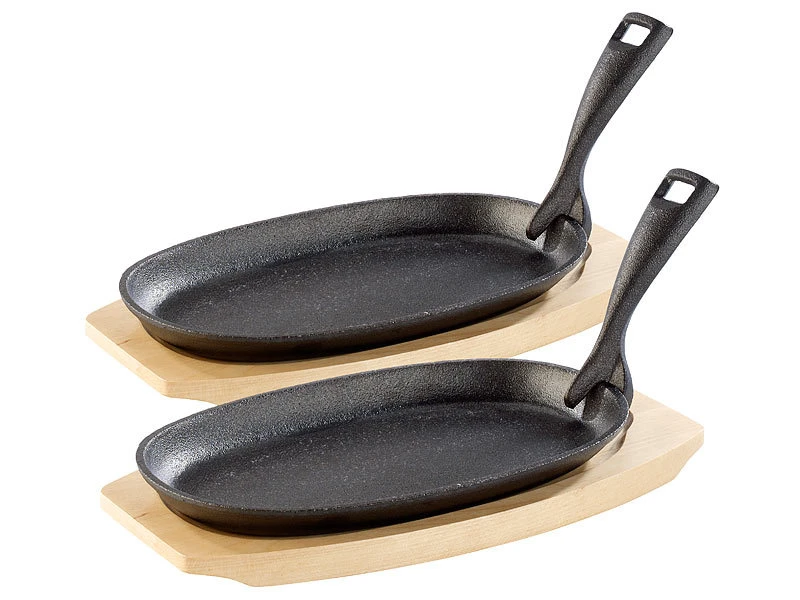 TS Servierpfännchen:2 Profi-Servierpfannen, Gusseisen, Mit Untersetzer, 28x18x2 Cm, 1,5 Kg 3 TS Servierpfännchen:2 Profi-Servierpfannen, Gusseisen, Mit Untersetzer, 28x18x2 Cm, 1,5 Kg