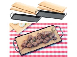 Rosenstein & Söhne Räucherbrett:4 Zedernholz-Grillbretter Für Holzkohle- & Gasgrills, Mit Metallrahmen