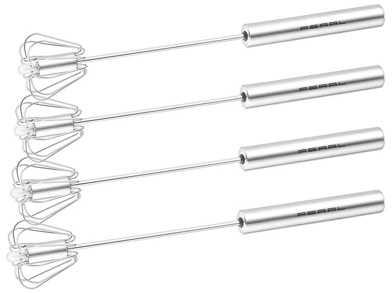 PEARL Automatik Schneebesen:4er-Set Multi-Quirls Mit Drehautomatik, Edelstahl, 25cm 4 PEARL Automatik Schneebesen:4er-Set Multi-Quirls Mit Drehautomatik, Edelstahl, 25cm – Bild 2