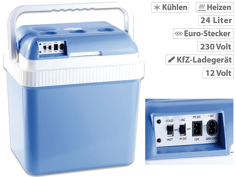 Xcase Reise-Kühlbox:Thermoelektrische Kühl- & Wärmebox, 24 L, 12/230 V (Versandrückläufer) 4 Xcase Reise-Kühlbox:Thermoelektrische Kühl- & Wärmebox, 24 L, 12/230 V (Versandrückläufer) – Bild 2