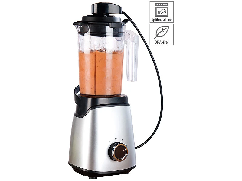 Rosenstein & Söhne Standmixer:2in1-Vakuum-Mixer Mit 3 Stufen & 4 Klingen, 700 Ml, BPA-frei, 300 Watt 3 Rosenstein & Söhne Standmixer:2in1-Vakuum-Mixer Mit 3 Stufen & 4 Klingen, 700 Ml, BPA-frei, 300 Watt