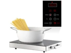 Rosenstein & Söhne Ceran Kochplatte Einzeln:Glaskeramik-Kochfeld, Infrarot-Wärme, Touch-Bedienfeld, 2.000 W, 20 Cm