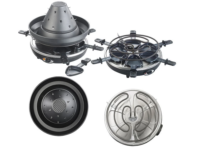Rosenstein & Söhne Fondue Raclette:Elektrischer 3in1-Tatarenhut- & Raclette-Grill Versandrückläufer 5 Rosenstein & Söhne Fondue Raclette:Elektrischer 3in1-Tatarenhut- & Raclette-Grill Versandrückläufer – Bild 3