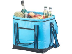 PEARL Gefriertasche:Faltbare Kühltasche Mit Griffen, Wasserdichte Lkw-Plane, 26 L, Blau -Rosenstein & Söhne Shop nx3399 3 1