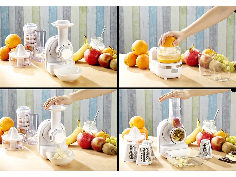 Rosenstein & Söhne Gemüsereibe:3in1 Dessert-Maker, Gemüse-Reibe & Saftpresse, 150 Watt 8 Rosenstein & Söhne Gemüsereibe:3in1 Dessert-Maker, Gemüse-Reibe & Saftpresse, 150 Watt – Bild 6