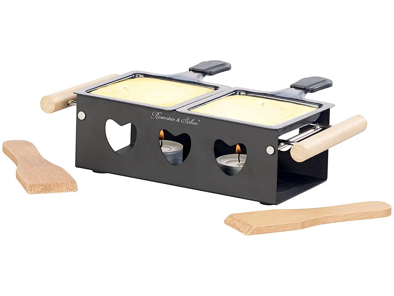 Rosenstein & Söhne Raclette Stövchen:Teelicht-Raclette Für 2 Personen, Mit Schabern Und Teelichtern 3 Rosenstein & Söhne Raclette Stövchen:Teelicht-Raclette Für 2 Personen, Mit Schabern Und Teelichtern