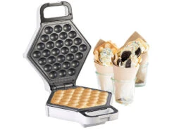 Rosenstein & Söhne Bubble Waffelmaker:Waffeleisen Für Bubble Waffeln Nach Hong-Kong-Art, Anti-Haft, 700 Watt