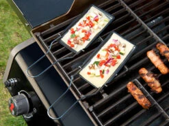 Rosenstein & Söhne Grillpfännchen:2er-Set Grill-Pfännchen Mit Klappbarem Griff, Spülmaschinenfest -Rosenstein & Söhne Shop nx6046 4