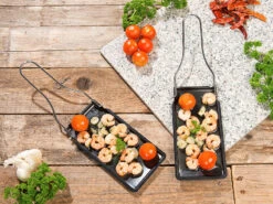 Rosenstein & Söhne Grillpfännchen:2er-Set Grill-Pfännchen Mit Klappbarem Griff, Spülmaschinenfest -Rosenstein & Söhne Shop nx6046 9