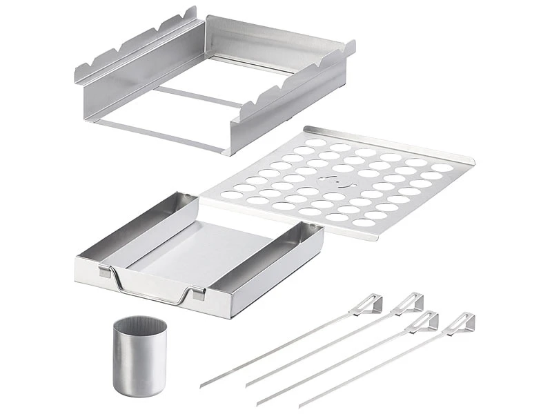 Rosenstein & Söhne Grillaufsatz:5in1-Grill-Aufsatz Aus Edelstahl, 4 Spieße, Für Hähnchen, Gemüse & Co. 7 Rosenstein & Söhne Grillaufsatz:5in1-Grill-Aufsatz Aus Edelstahl, 4 Spieße, Für Hähnchen, Gemüse & Co. – Bild 5