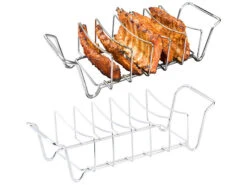 Rosenstein & Söhne Grillhalter:2er-Set 2in1-Sparerib-Halter & Bratenkorb Für Grill & Ofen, Edelstahl -Rosenstein & Söhne Shop nx6051 2