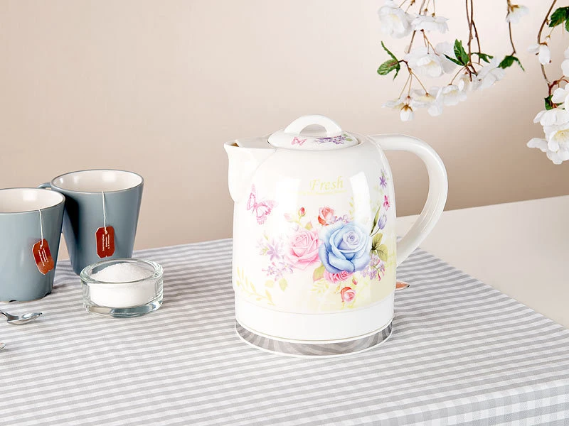 Rosenstein & Söhne Wasserkocher Teekannen:Keramik-Wasserkocher Mit BlumenmusterVersandrückläufer 10 Rosenstein & Söhne Wasserkocher Teekannen:Keramik-Wasserkocher Mit BlumenmusterVersandrückläufer – Bild 8