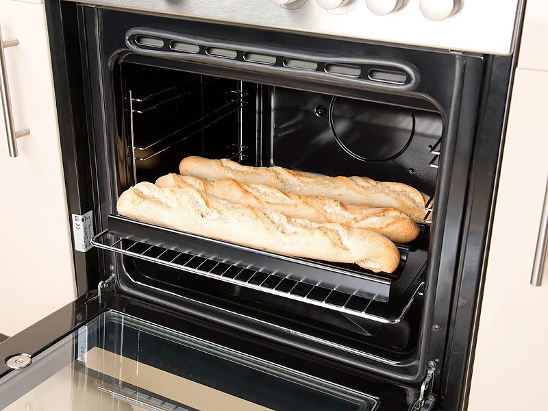 Rosenstein & Söhne Blech:2er-Set Baguette-Backbleche Aus Carbonstahl, Anti-Haft-beschichtet 7 Rosenstein & Söhne Blech:2er-Set Baguette-Backbleche Aus Carbonstahl, Anti-Haft-beschichtet – Bild 5