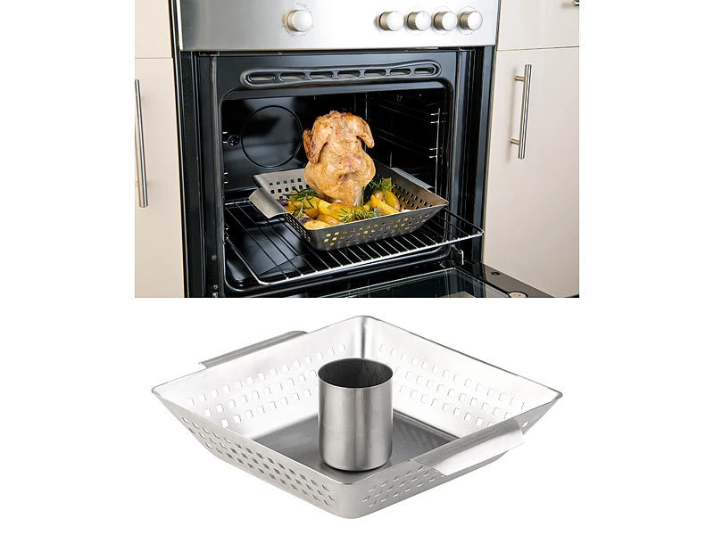 Rosenstein & Söhne Hähnchengriller:BBQ-Hähnchen-Griller Mit Aroma-Behälter Für Ganze Hähnchen 3 Rosenstein & Söhne Hähnchengriller:BBQ-Hähnchen-Griller Mit Aroma-Behälter Für Ganze Hähnchen