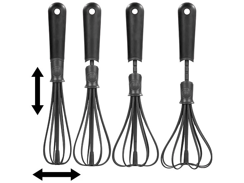 Rosenstein & Söhne Schneebesen Kunststoff:Flexibler Schneebesen, Verstellbare Breite Für Flache & Tiefe Gefäße 4 Rosenstein & Söhne Schneebesen Kunststoff:Flexibler Schneebesen, Verstellbare Breite Für Flache & Tiefe Gefäße – Bild 2