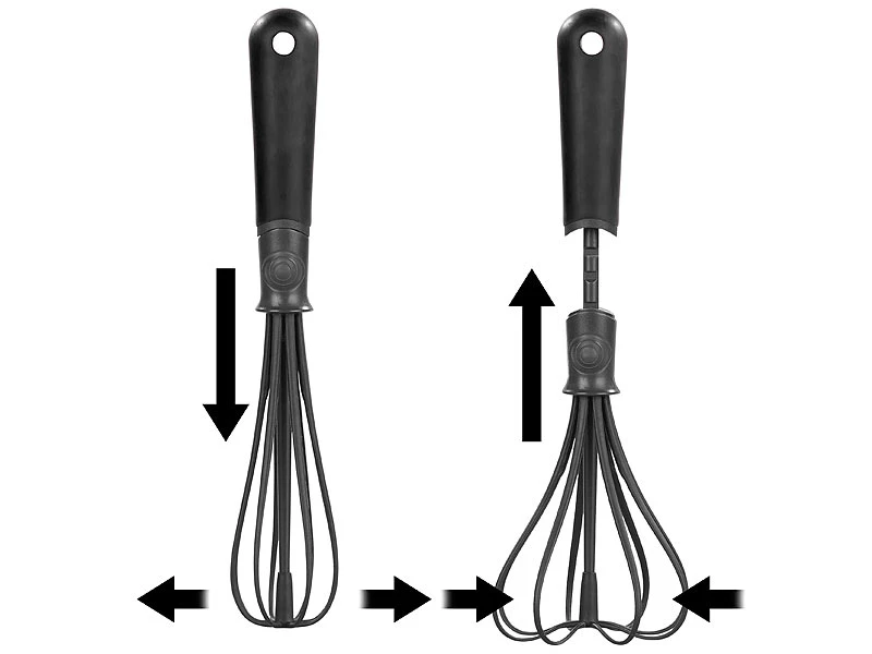 Rosenstein & Söhne Schneebesen Kunststoff:Flexibler Schneebesen, Verstellbare Breite Für Flache & Tiefe Gefäße 6 Rosenstein & Söhne Schneebesen Kunststoff:Flexibler Schneebesen, Verstellbare Breite Für Flache & Tiefe Gefäße – Bild 4