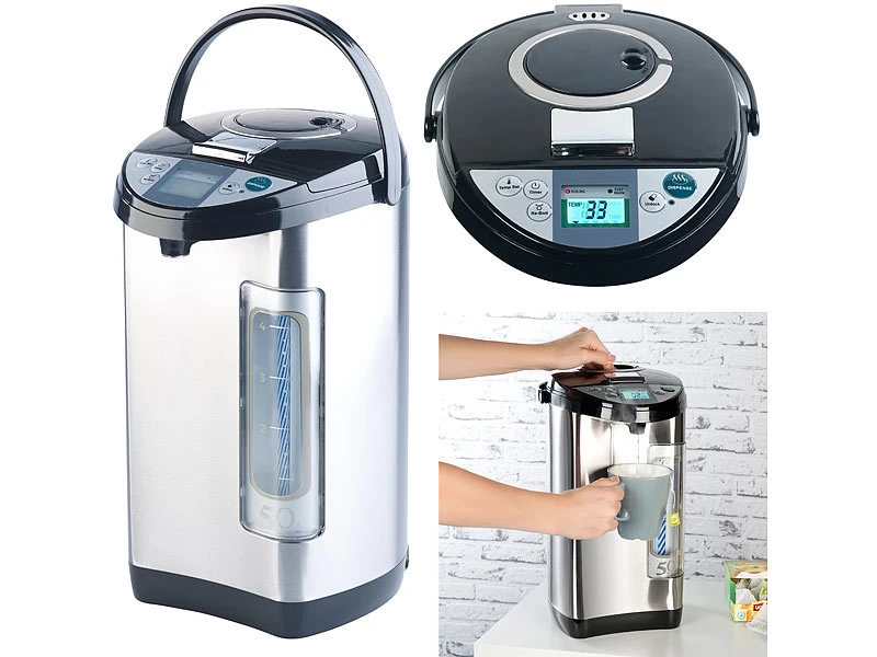 Rosenstein & Söhne Wasserkocher:Heißwasserspender, 5-Liter-Wassertank, 5 Temperaturstufen, 1.200 Watt 4 Rosenstein & Söhne Wasserkocher:Heißwasserspender, 5-Liter-Wassertank, 5 Temperaturstufen, 1.200 Watt – Bild 2