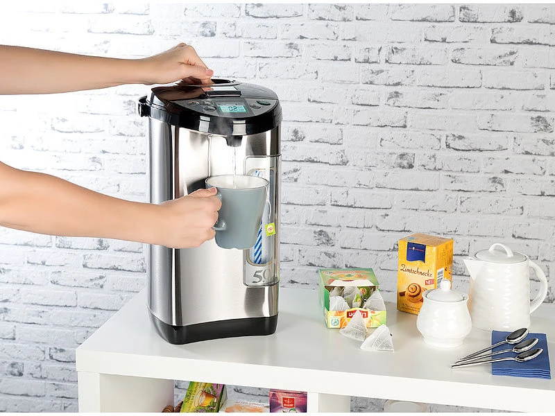 Rosenstein & Söhne Wasserkocher:Heißwasserspender, 5-Liter-Wassertank, 5 Temperaturstufen, 1.200 Watt 9 Rosenstein & Söhne Wasserkocher:Heißwasserspender, 5-Liter-Wassertank, 5 Temperaturstufen, 1.200 Watt – Bild 7