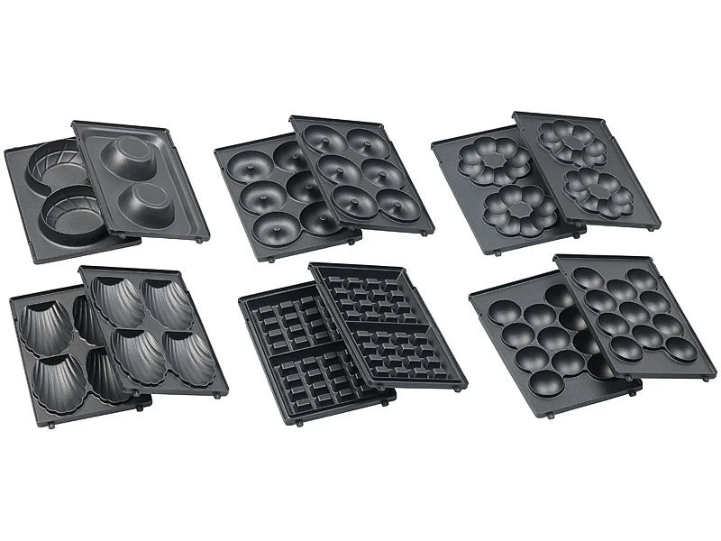 Rosenstein & Söhne Waffeleisen:6in1-Snack-Maker, Auswechselbare Formen, Antihaftbeschichtet, 700 Watt 13 Rosenstein & Söhne Waffeleisen:6in1-Snack-Maker, Auswechselbare Formen, Antihaftbeschichtet, 700 Watt – Bild 11