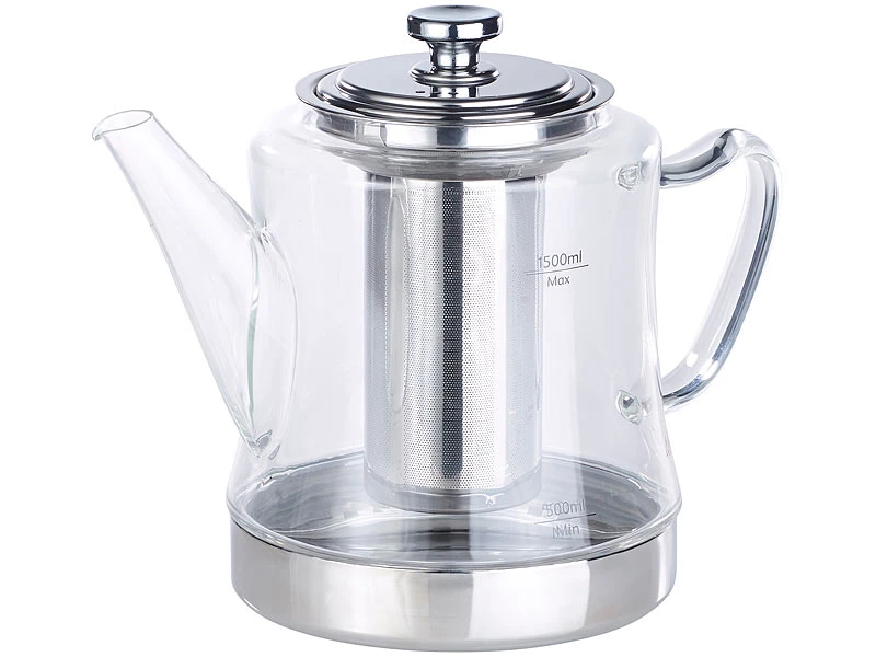 Rosenstein & Söhne Teekocher:2in1-Glas-Teebereiter & Teekanne Für Alle Herde, Auch Induktion, 1,5 L 5 Rosenstein & Söhne Teekocher:2in1-Glas-Teebereiter & Teekanne Für Alle Herde, Auch Induktion, 1,5 L – Bild 3