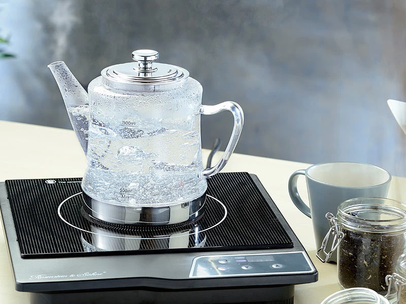 Rosenstein & Söhne Teekocher:2in1-Glas-Teebereiter & Teekanne Für Alle Herde, Auch Induktion, 1,5 L 14 Rosenstein & Söhne Teekocher:2in1-Glas-Teebereiter & Teekanne Für Alle Herde, Auch Induktion, 1,5 L – Bild 12